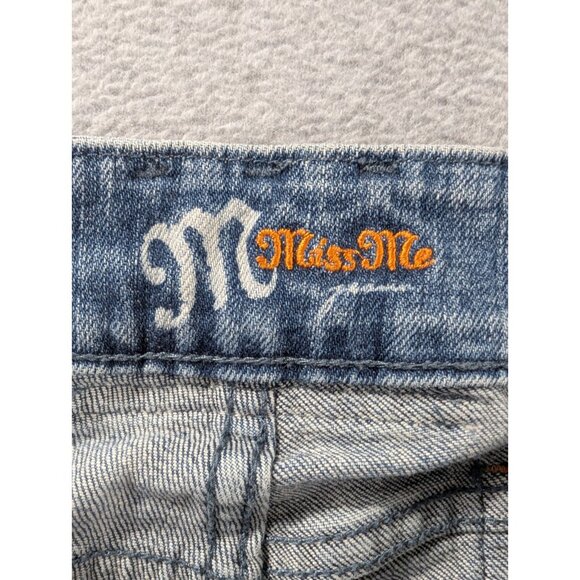 Miss Me Jeans Womens Size 29 Blu eDistressed Faded Whiskers Classic Flared Boho - Picture 14 of 16
